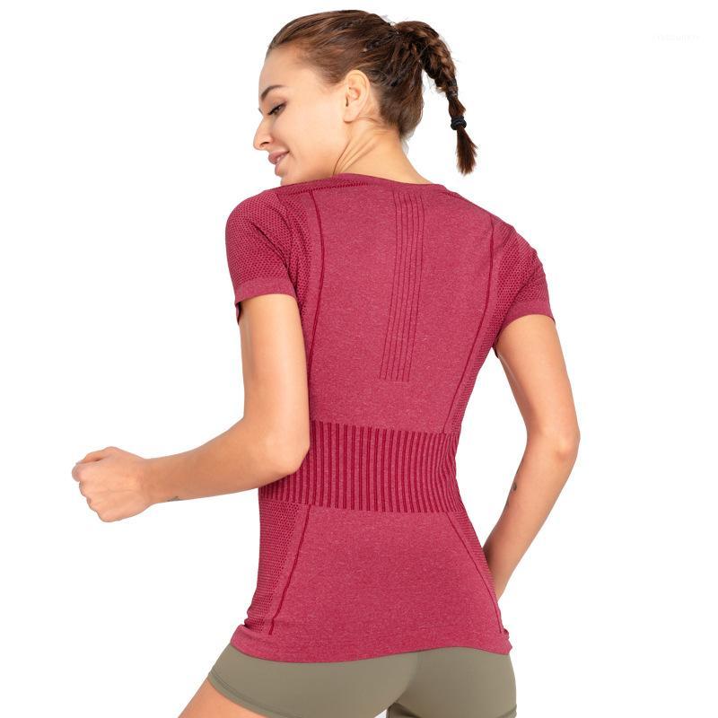 

Top slim training running seamless vertical short sleeves women top yoga wear1, Black