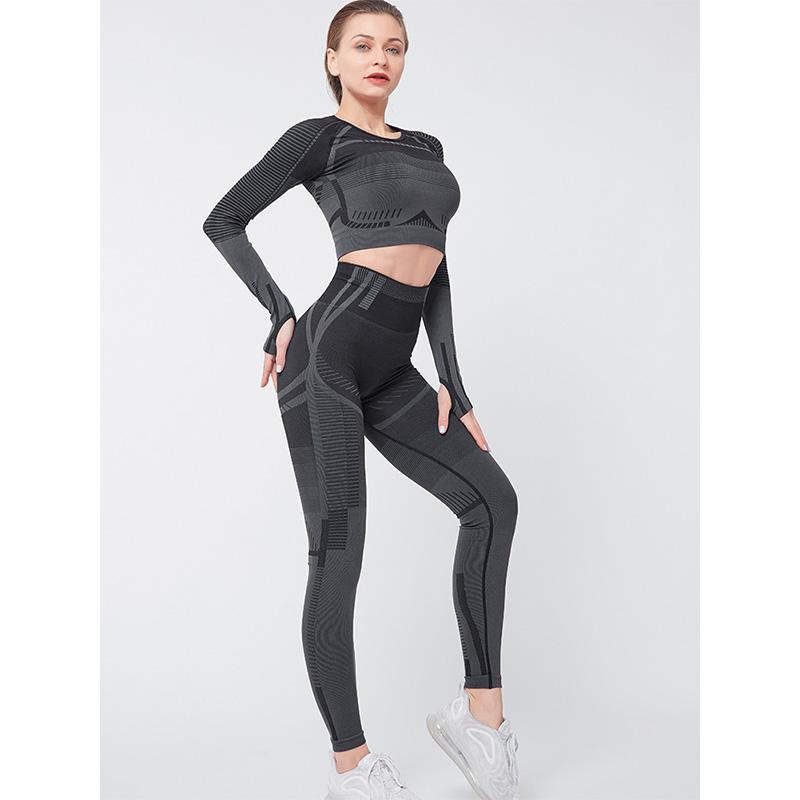 

Yoga Set Seamless Ensemble Sexy Thumb Hole Sport Suit Women Sportswear Fitness Set Workout Gym Wear Running Clothing Tracksuit, Blue pants