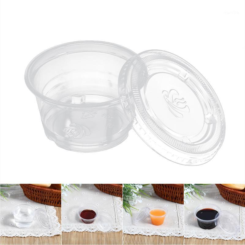 

50pcs Disposable Plastic Clear Sauce Chutney Cup Box Plastic Sauce Cups With Lid Takeaway Organizer Kitchen Gadgets1