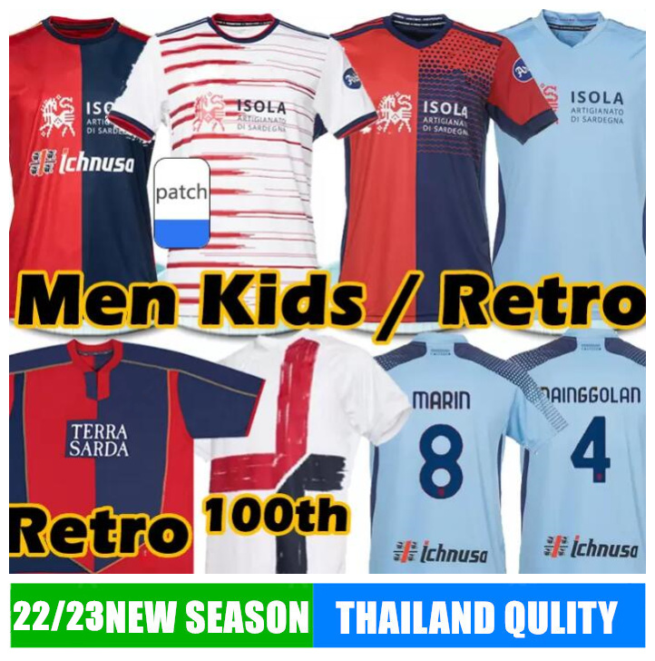 

2122 Cagliari Calcio soccer jerseys Centenary Version 100th anniversary Joao Pedro Godin NANDEZ Nainggolan 1990 92 2003 04 05 Zola Retro 2021 2022 Men Kids Shirs