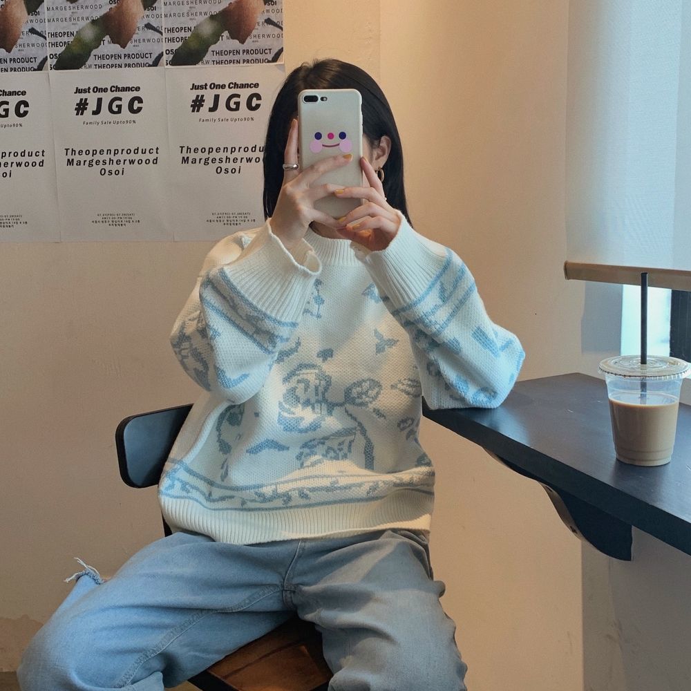 

2021 quality Super Fire in Pink Sweater Lazy Joker Wind High Student Knitted Shirt B5HG, Black