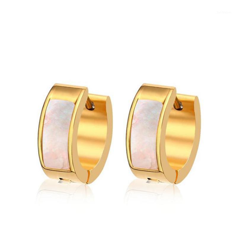 

Temperament Stainless steel circular Colorful shell earrings for women gold plating earrings Fashion accessories jewelry gift1