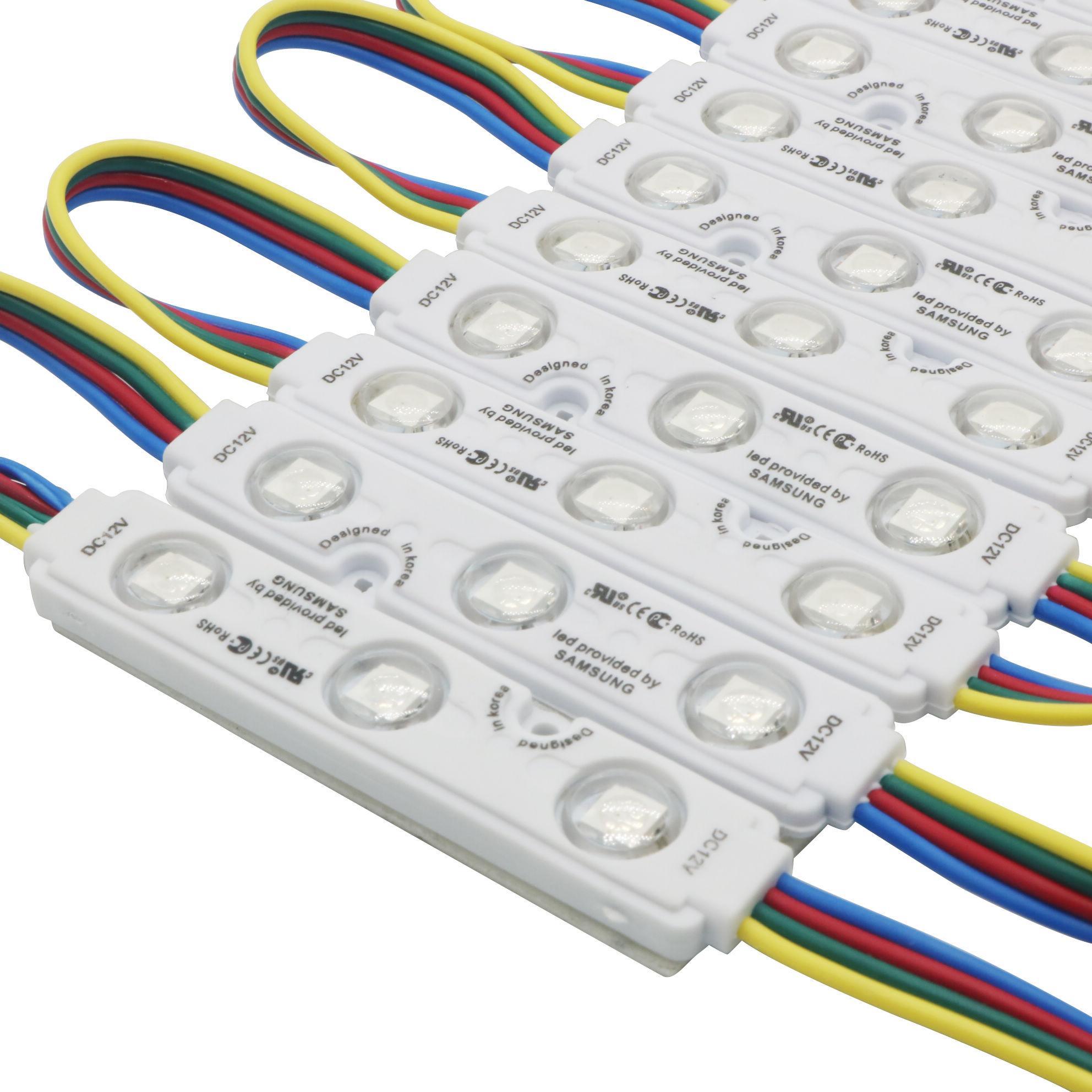 

DC12V 5050 3LEDs LED Module 5050 RGB LED light Injection Lens Module RGB IP67 Waterproof Advertising 45LM Super Bright