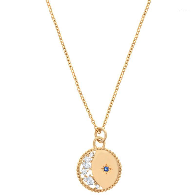 

starburst coin necklace geometric Round disco Disk pendant cz Moon star christmas gift gold necklaces1