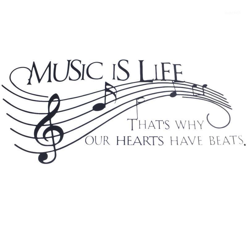 

50.8*22.4 inch Musical Note Music is Life English Letters Wall Art Decal for Babyroom Living Room Kindergarten TV Background Rem1