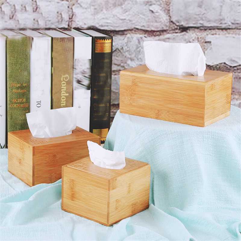 

Retro Bamboo Tissue Box for Home Office Desktop Wooden Paper Towel Box Hotel Napkin Wood Holder Household Type Canister