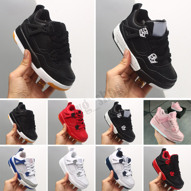 

New 4 Kids basketball shoes Children Outdoor sports shoes Gym Red Chicago 4s luxury Athletic Boy Girls sneakers EUR 28-35, Color 6