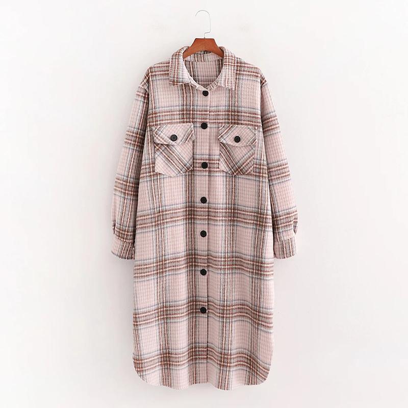 

Women 2020 British Style Fashion Large Chest Pocket Coat Female Lapel Single-Breasted Long Overcoat, Multi