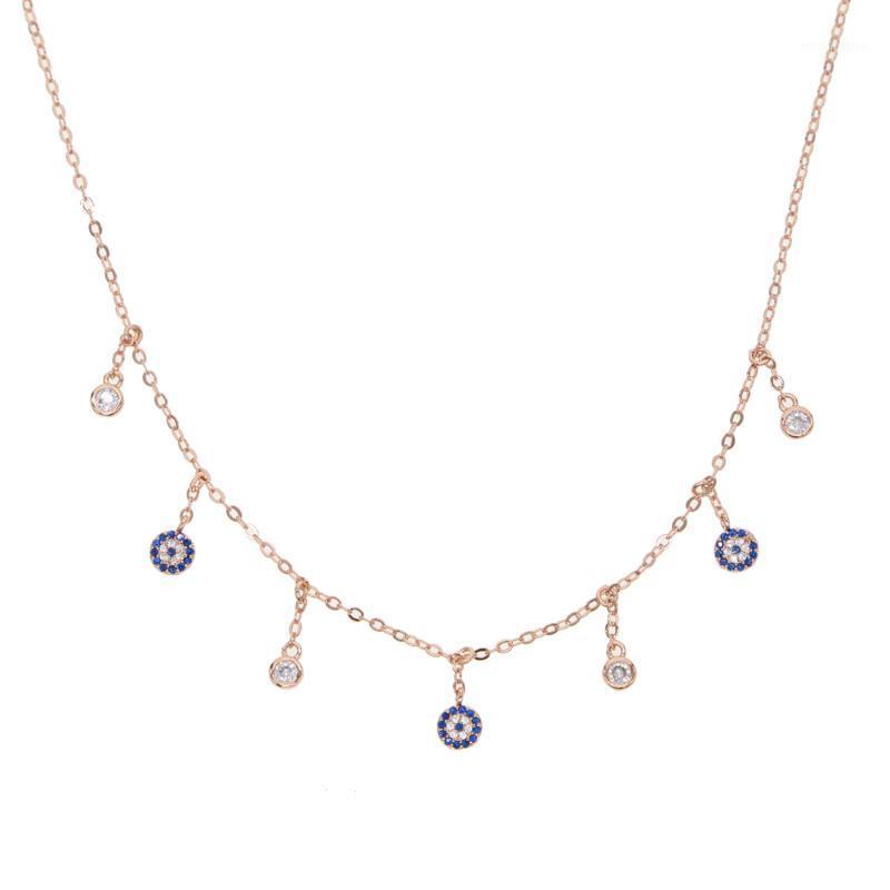 

35+10cm chain Mini Evil Eye Necklace Delicate Women Charm Necklace with Blue stones EYE necklaces1