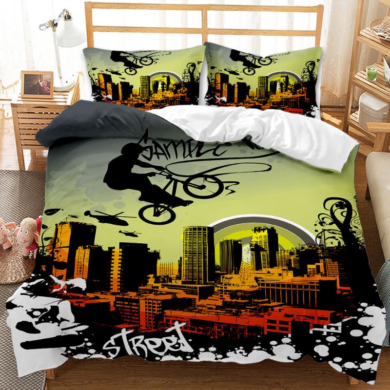

3d Lifelike Motorcycle Printing Duvet Bed Duvet Cover King Queen Comforter Set High Quality Bed Linen Queen For Boys Adults, Black