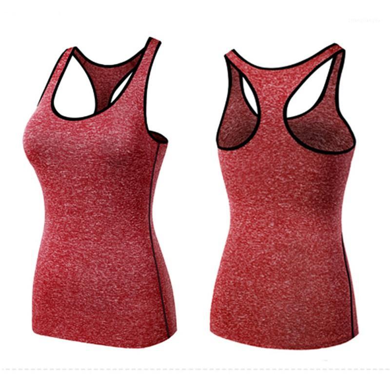 

New High-elastic Fitness Compression Tights Yoga Vest Ladies Running T-shirt Fitness Shirt1, Red