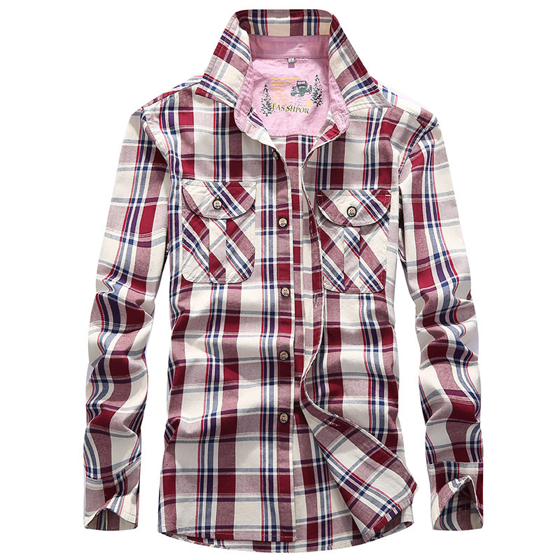 

2021 The New New Male Chess Shirt Long Cotton Spring and Casual Autumn 7h22