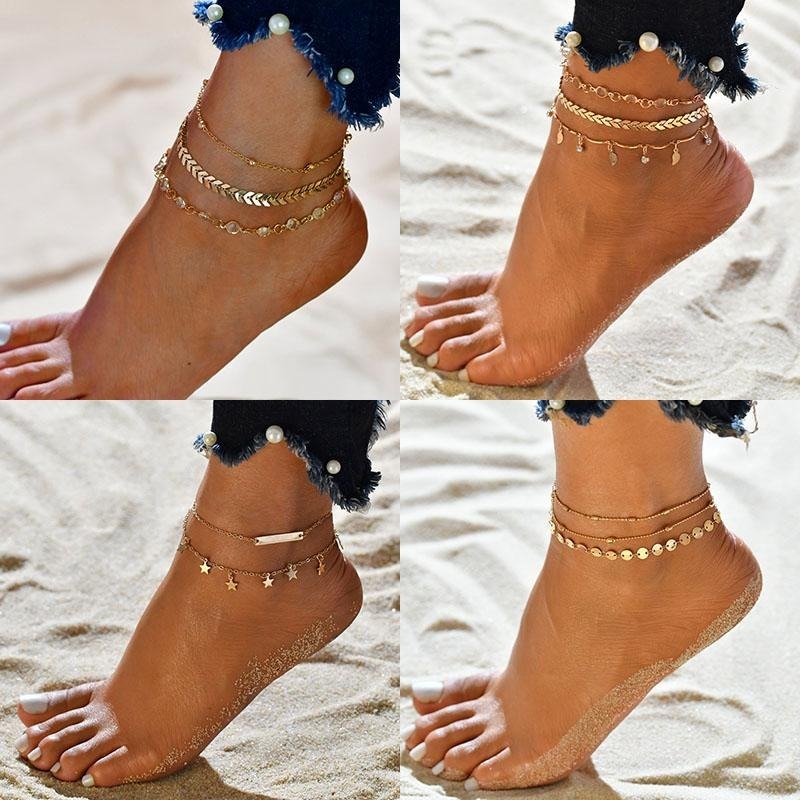 

Bohemian Shell Heart Summer Anklets Set For Women Tortoise Ankle Bracelets Girls Barefoot on Leg Chain Female Jewelry Gift