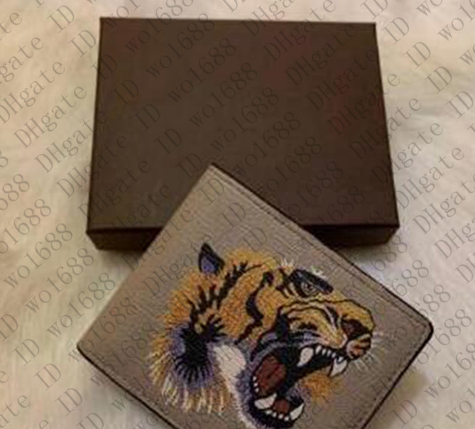 

High quality men animal Short Wallet Leather black snake Tiger bee Wallets Women Long Style Purse Wallet card Holders without box ECDSW1, Red;black