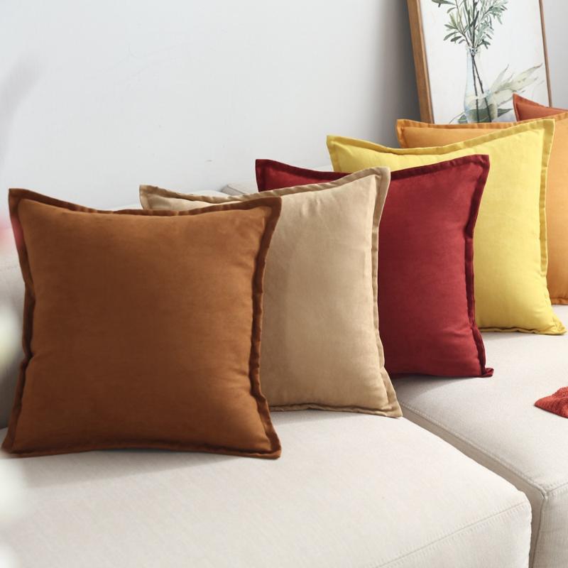 

Solid Soft Velvet Cushion Cover Decorative Pillow Cover with Folding Sofa Cushions 45x45cm Decor Living Room 60x60 30x50, 65