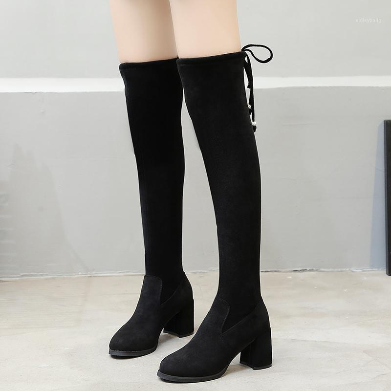 

Sexy Black Over The Knee Boots Women High Heels Long Boots Thick Heel Thigh High Winter Shoes Women Botas Mujer 20201