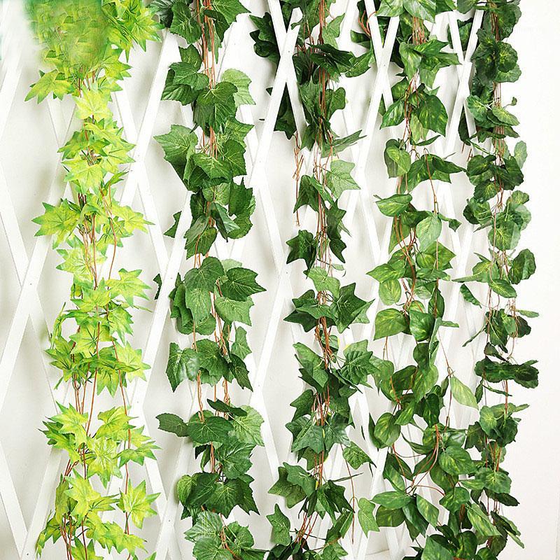 

5Pcs/Lot 2.4M Artificial Plants Green Ivy Leaves Artificial Climbing Tiger Grape Potato Hitom Vine Fake Foliage Leaves Wedding1, Green leaf