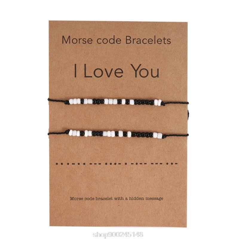 

2Pcs I Love You Friendship Morse Code Dainty Beaded Bracelet with Secret Message Lover Jewelry Gifts N16 20 Dropshipping