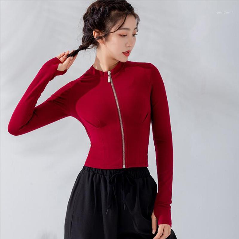 

Women zipper Long Sleeve Yoga Shirts gym crop tops sport jacket Running t-shirt Workout Fitness Shirts Women activewear yoga top1, F1184 yellow