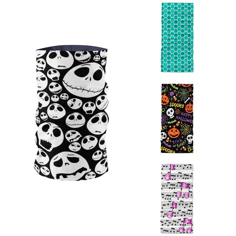 

New Fashion 3D Printed Women Headscarf Skull Pumpkin Note Halloween Gift Hijab Scarf Sports Cycling Mask Unisex Kerchief buffe