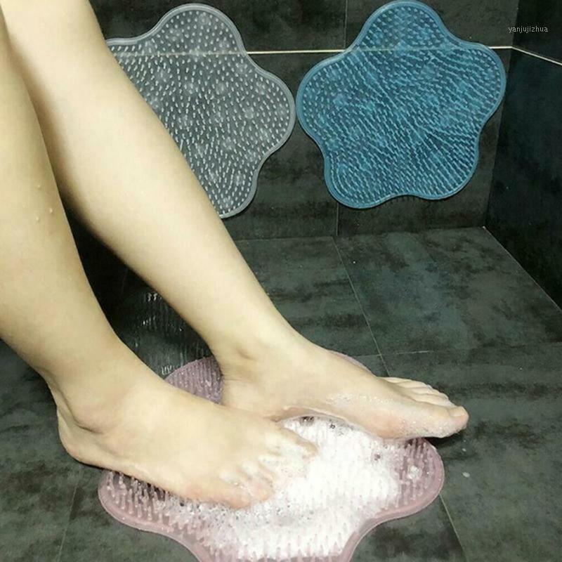 

Lazy Bath Shower Back Brush Massager Cushion Silicone Suction Carpet Rug Bathroom Mat Massage Dead Skin Anti-slip Pad Bath Mats1