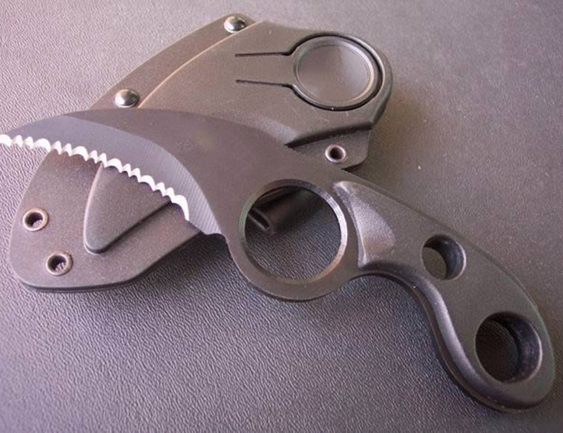 

New Arrival Karambit 440C Black Serrated Blade Full Tang ABS Plastic Handle Fixed Blade Claw Knives Tactical Knife With Kydex