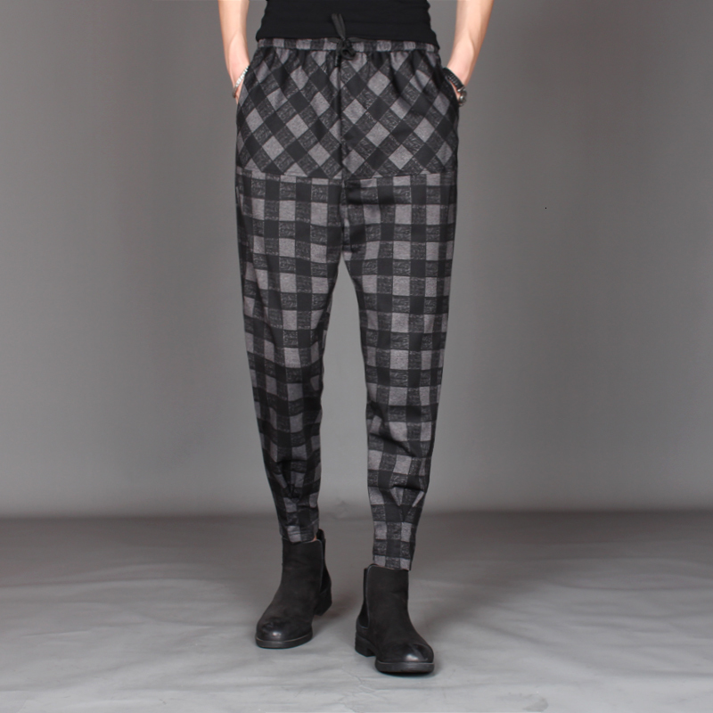 

2021 New Fall Wear of Loose Men Hare Plaid Han Issue Tie Feet Big Crotch Flyweight Hair Small Casual Pants Pants. JYIQ, 01