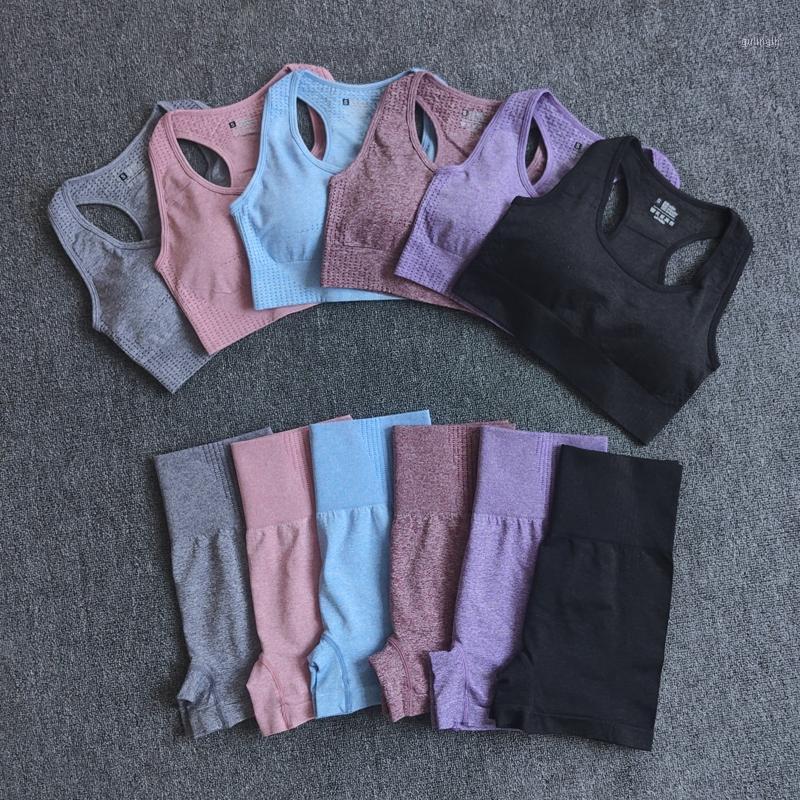 

Women Seamless 2PCS Yoga Set Sports Bra High Waist Fitness Gym Shorts Gym Set Running Sportswear Workout Clothes Sports Suits1, Black