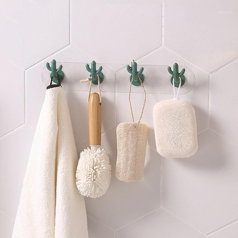 

Multifunctional Powerful Door Hooks Nail-Free Hook Kitchen Bedroom Wall Sticky Hook Tropical Wind Cactus Home Hooks1