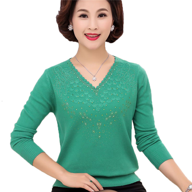

Mid-aged Autumn Sweaters Look Down on Thin Mother Casual Female Temperament Plus Size Sweater R503 T7lg, Black