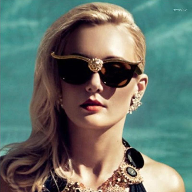 

2020 Brand Oversized Cat Eye Sunglasses Women Brand Designer Cat eye Luxury Sun Glasses For Womens Gold Retro Woman Sunglass1