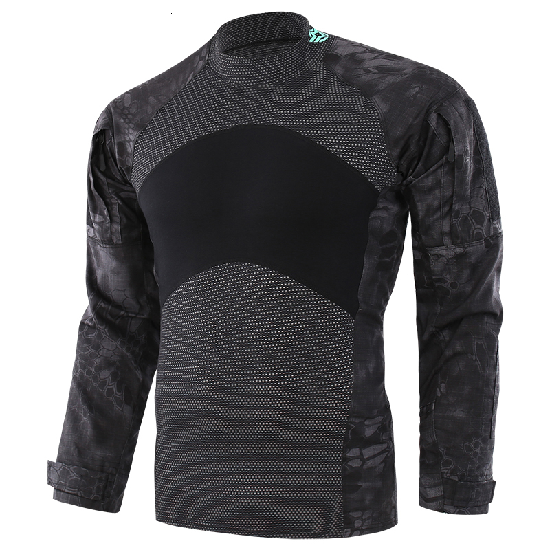 

2021 New Combat Army of the Eua Camouflage Tactical Military Camo t Men's Long-sleeve Shirt Rme0, Army green.