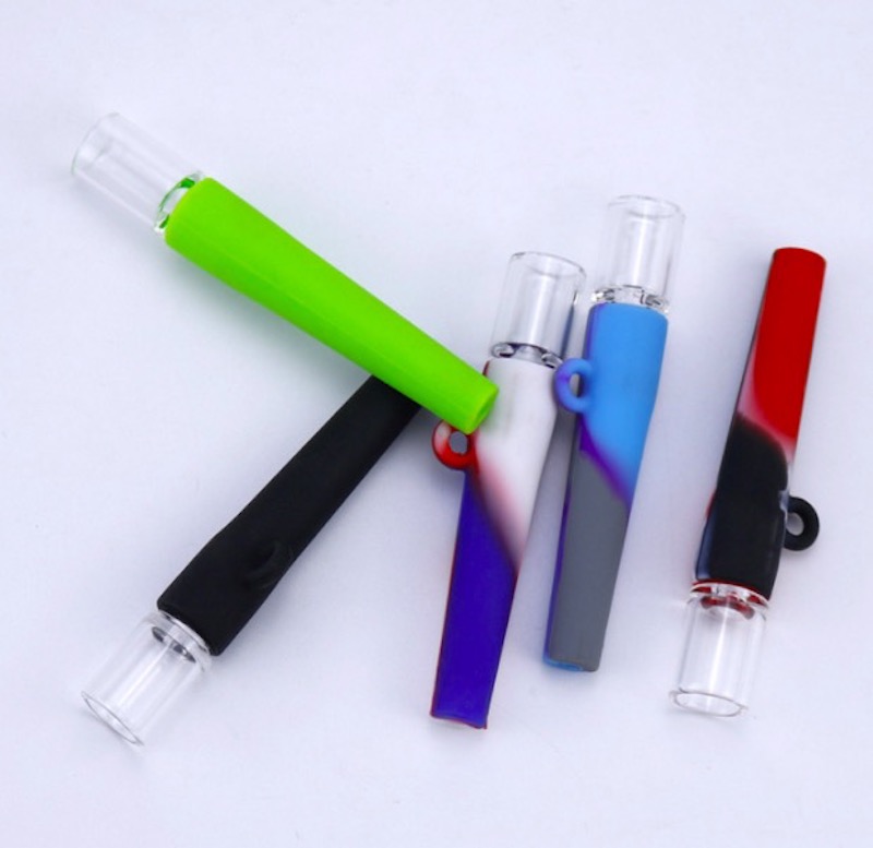 

colorful mini 78mm cheap glass smoking pipe protable glass Cigarette Filter Tips Holder