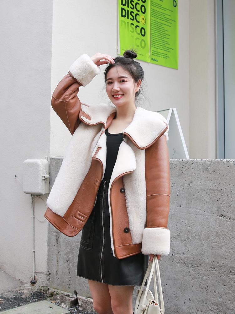 

Fashion High Quality Real Wool Fur Coat Hooded Female Jacket Autumn Winter 90% White Duck Down Women' Coats Abrigos Zjt1532, Black white