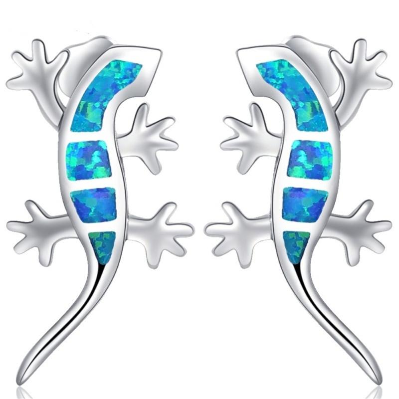 

Hot Sale Fashion Simple Alloy Unique Design Earrings Cute Gecko 5-color Studs Women Wedding Christmas Party Jewelry Gifts