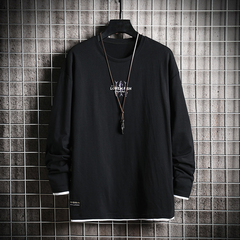 

2021 New Autumn Spring Fashion Oversized Black Gray Pieces Men's Long Sleeve Man's Neck Shirt Top LDG3, Ds449