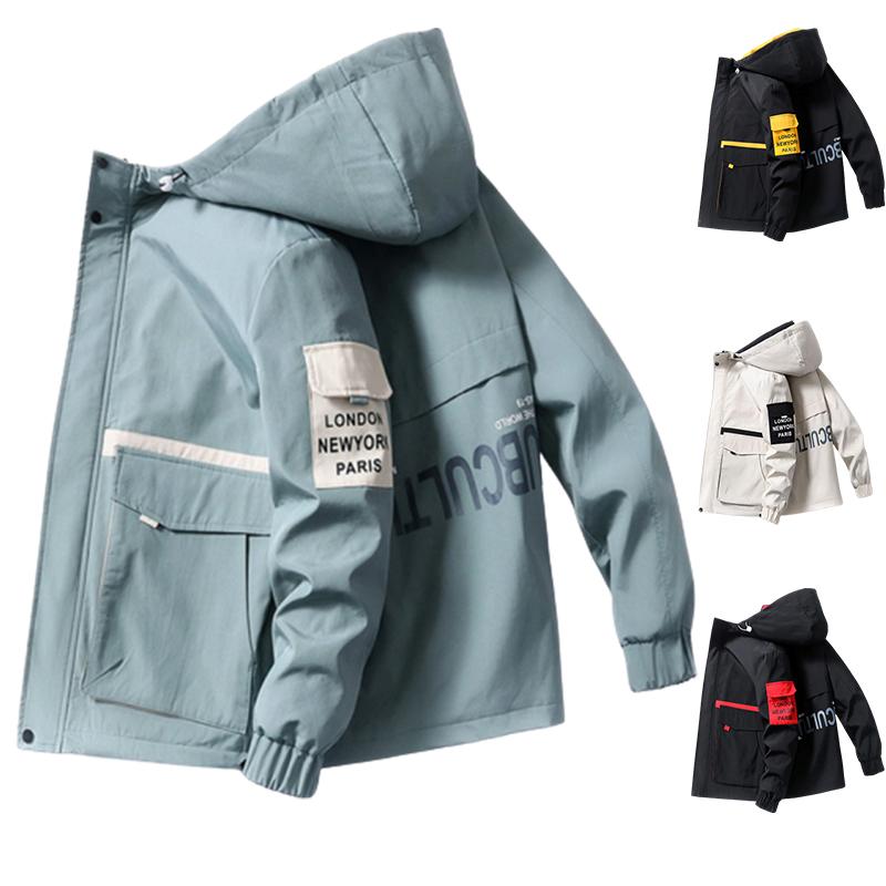 

2020 spring and autumn clothes Men Jacket Outwear Hooded Wadded Coat Slim Parka men's Hip Hop Mens hooded fashion printed jacket, A style 06
