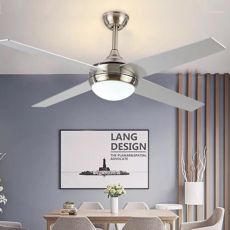 

LED42-inch Nordic retro ceiling fan light bedroom home 1-6 gear fan with light integrated AC110V 220V mute with remote control1