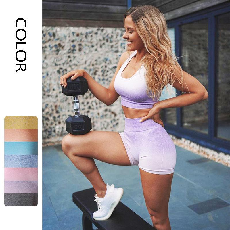 

Women Seamless Yoga Sets Tie Dye Gym Set Women Workout Clothes Omber Sports Bra and High Waisted Seamless Yoga Pants, Yellow