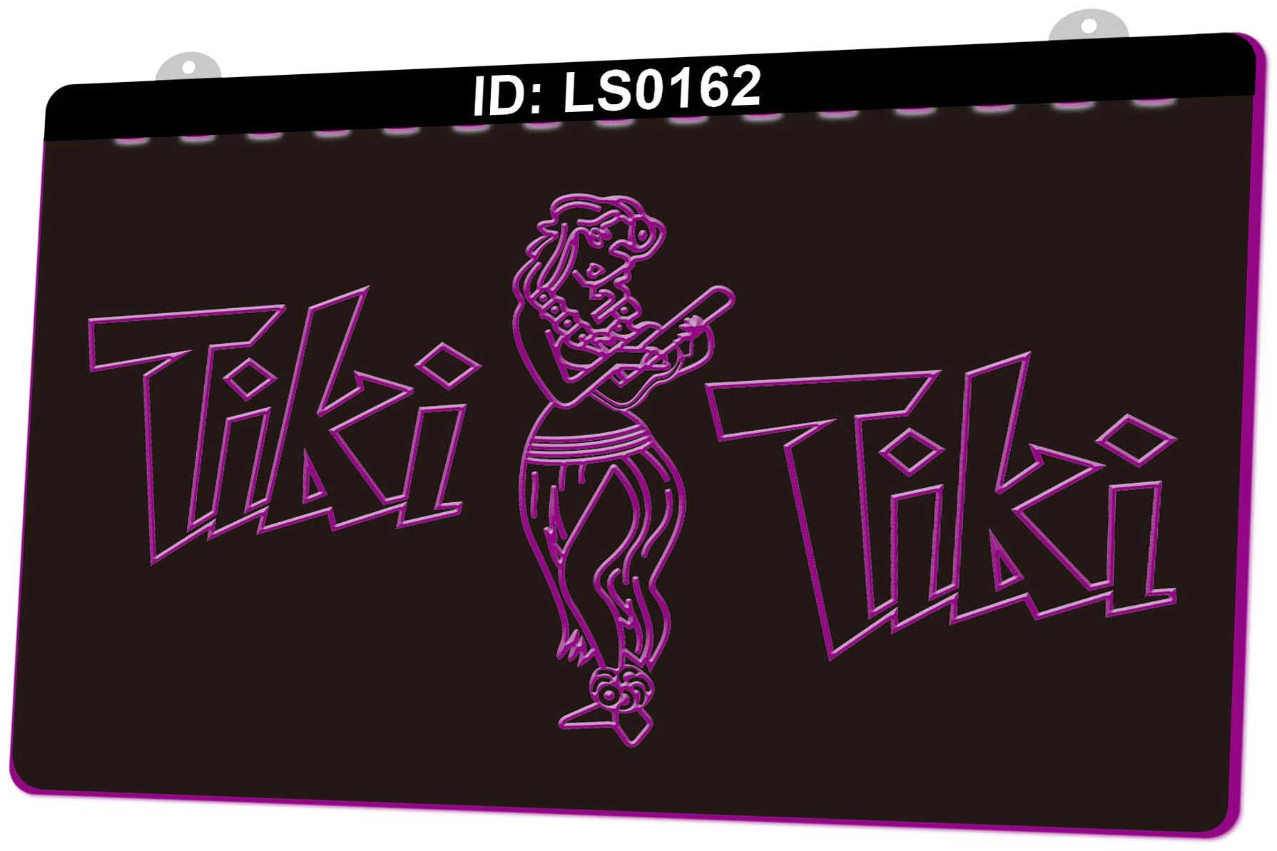 

LS0162 Tiki Bar Wajome Hula Dancer 3D Engraving LED Light Sign Wholesale Retail