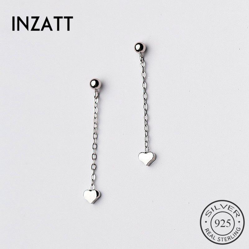 

INZAMinimalist Glossy Heart Dangle Drop Earrings Short style Chain tassel For Women Birthday 925 Sterling Silver Jewelry gift1