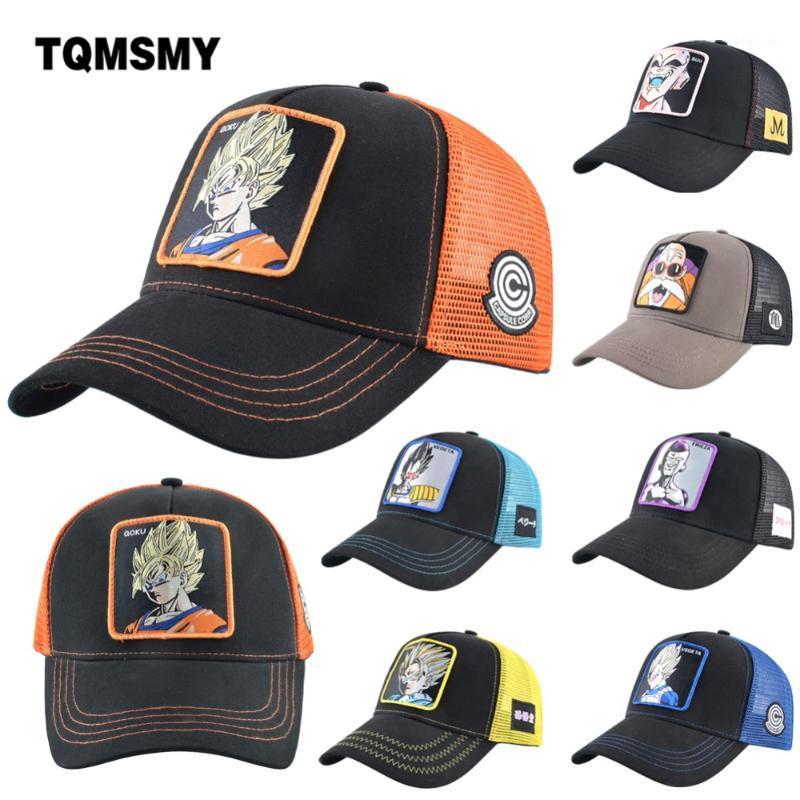 

TQMSMY Cartoon Anime Ball Baseball Caps Men Women Snapback Hip Hop Cap Summer Breathable Mesh Trucker Hat Dad Hats A701, Bk