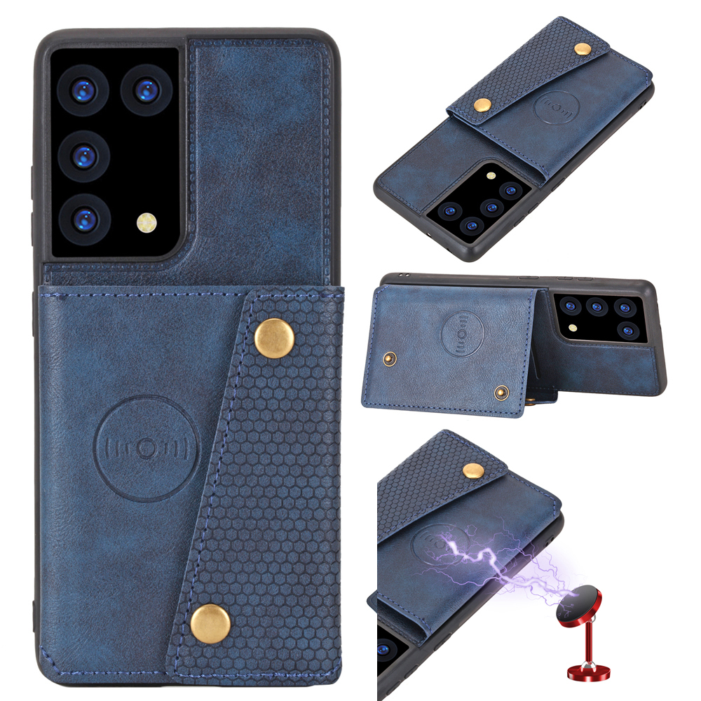 

Durable Buttons Leather Cover For Samsung Galaxy S21 S21ultra Case Magnetic Car Mount Phone Cover S21 Ultra Kickstand Holder Card Pocket