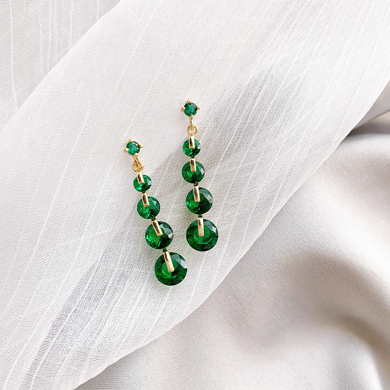 

925 Silver Needle Bright Zircon Earrings Female Streamlined Face Slimming Long Tassel Earrings Simple Temperament Korean Earrings