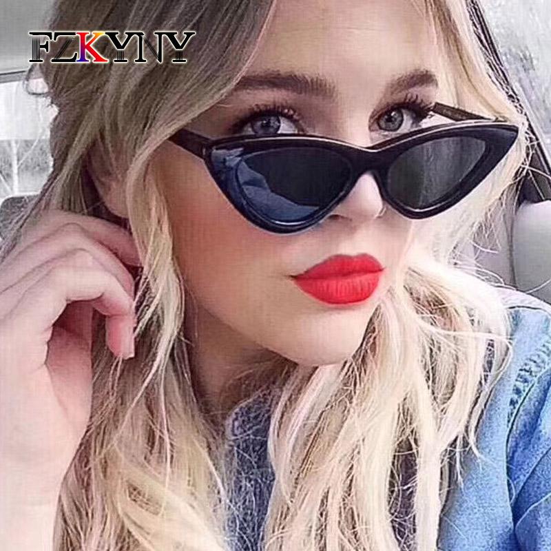 

FZKYNY Cute Ladies Sexy Vintage Cat Eye Sunglasses Women Colorful Triangle Sun Glasses Female Cheap Red Gradient Eyewear UV400
