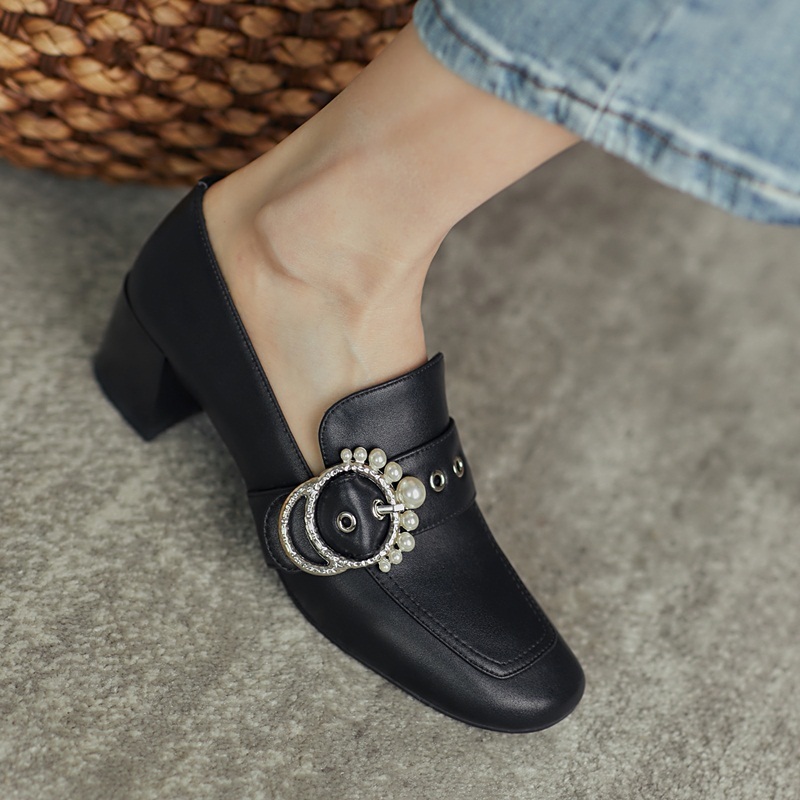

2021 New Genuine Leather High Toe Foot Black Apricot Woman Party Shoes 34-40 2zjm