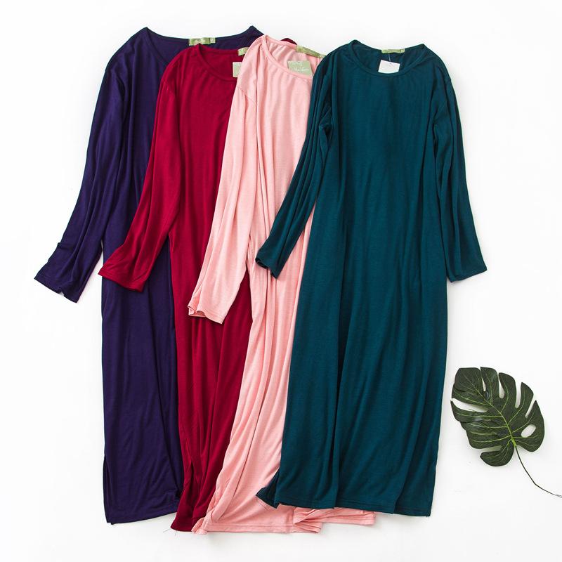 

Women Lengthen Spring/Summer Light Long Sleeve Modal Night Dress Cute Soft Home Wear Casual Lounge Home Clothing
