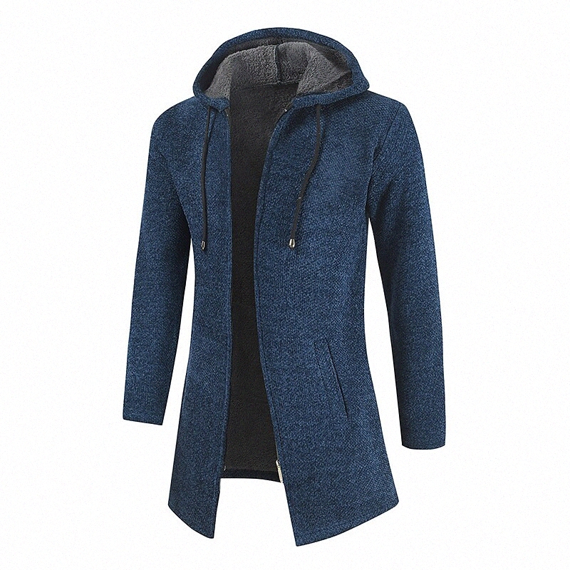 Pull de cardigan unisexe pour hommes tricoté couleur massif stylé manches longues manches longues ajustement régulier cardigans cardigans à capuc