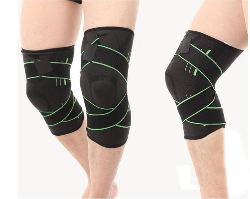 

Wholesale 100pcs/lot knee support 3D weaving pressurization knee brace sport basket ball tennis football cycling pad, Green