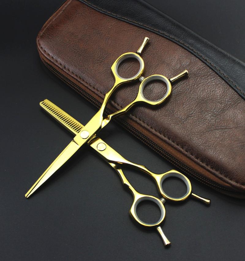 

Customize professional 440c 5.5 inch Two-tailed cutting barber makas thinning cut hair scissor shears hairdressing scissors set